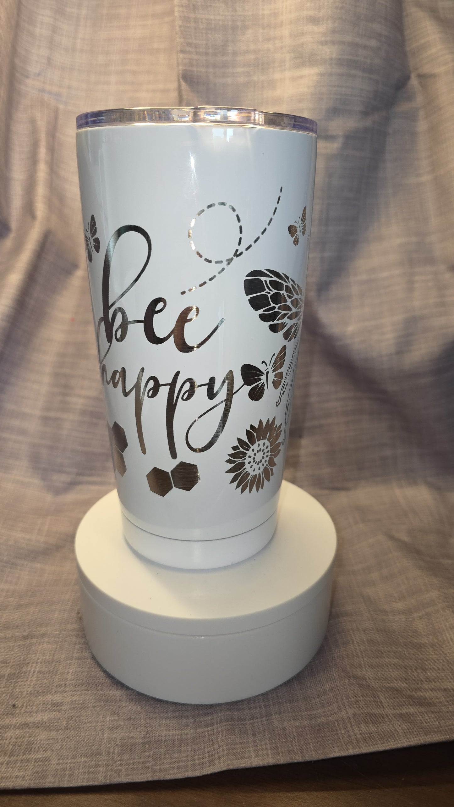 Bee Happy Insulated Laser Engraved Tumbler