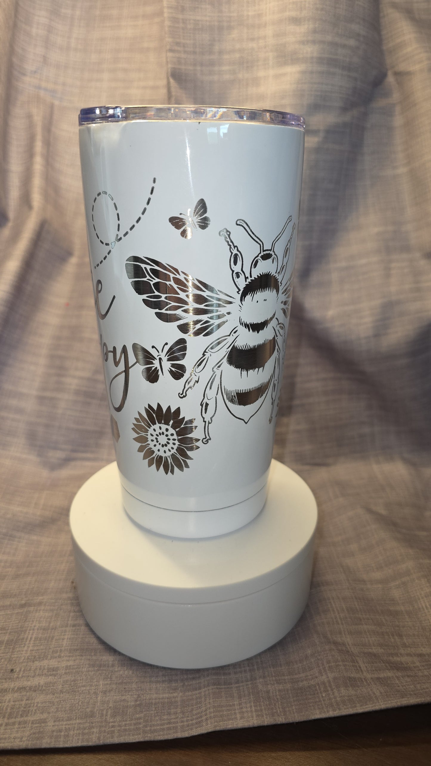 Bee Happy Insulated Laser Engraved Tumbler