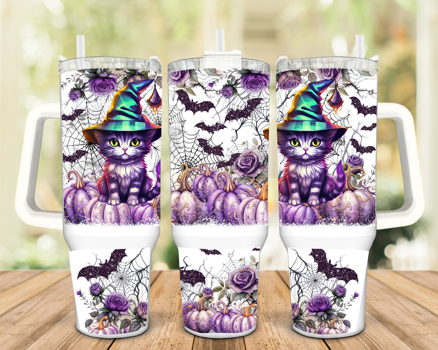 Spooky Cat Witches Halloween Fun 40oz Insulated Travel Tumbler