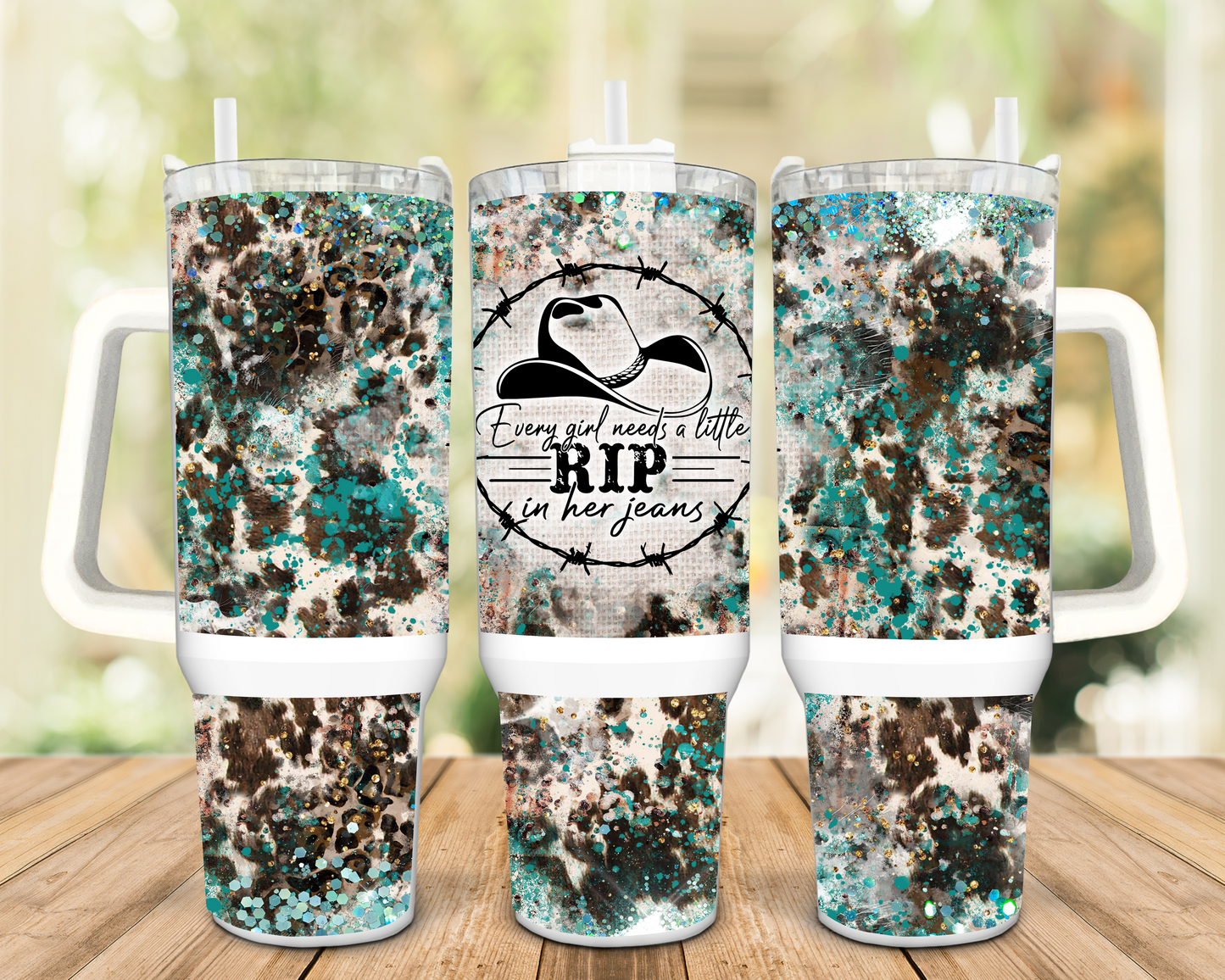Yellowstone Every Girl needs a RIP in her Jeans 40oz Insulated Travel Tumbler