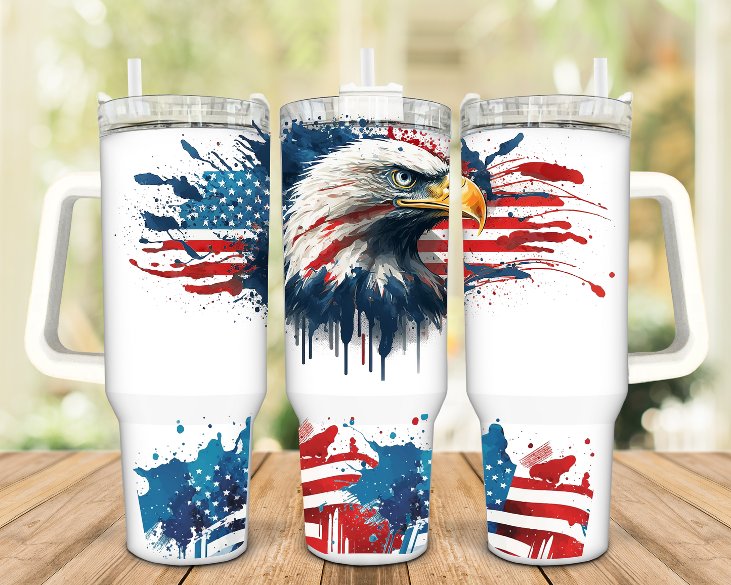American Eagle with Flag 40oz Insulated Travel Tumbler