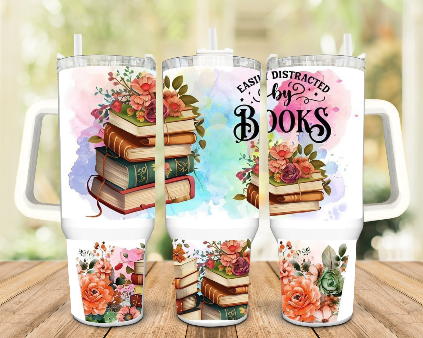 Easily Distracted by Books 40oz Insulated Travel Tumbler