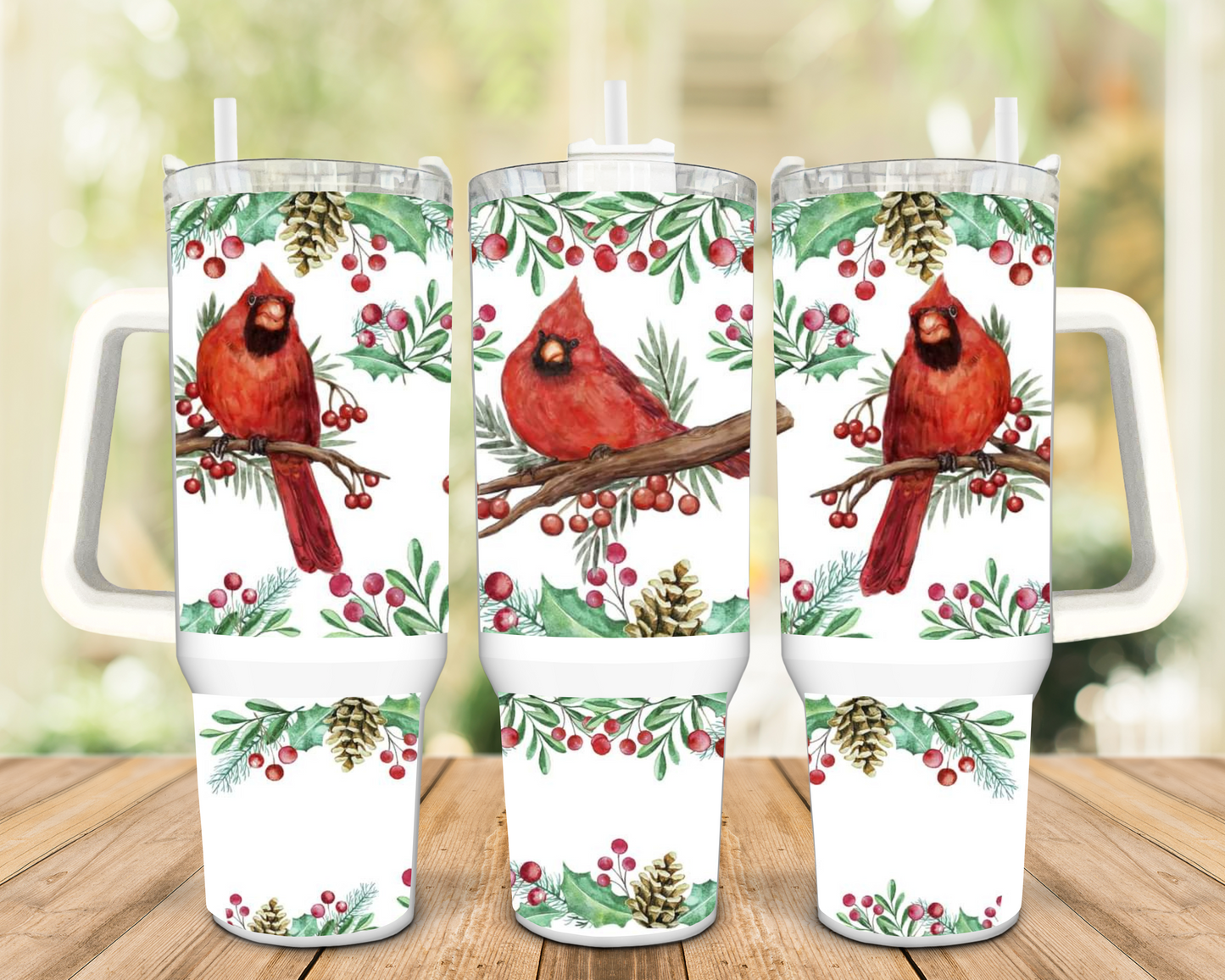 Winter Cardinals 40oz Insulated Travel Tumbler