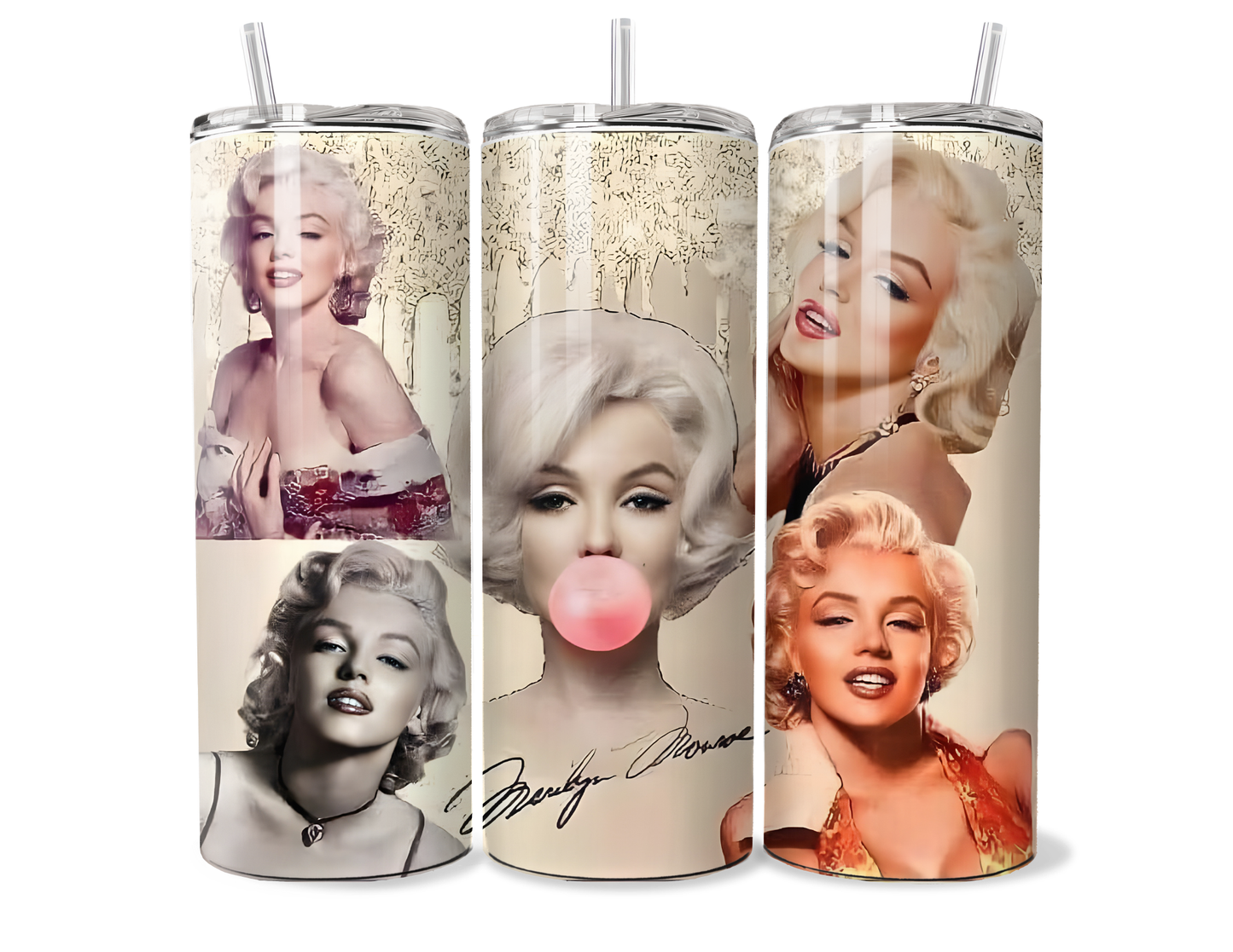 Marilyn Monroe Insulated Tumbler with Lid & Straw - 20oz/30oz Pink Travel Mug