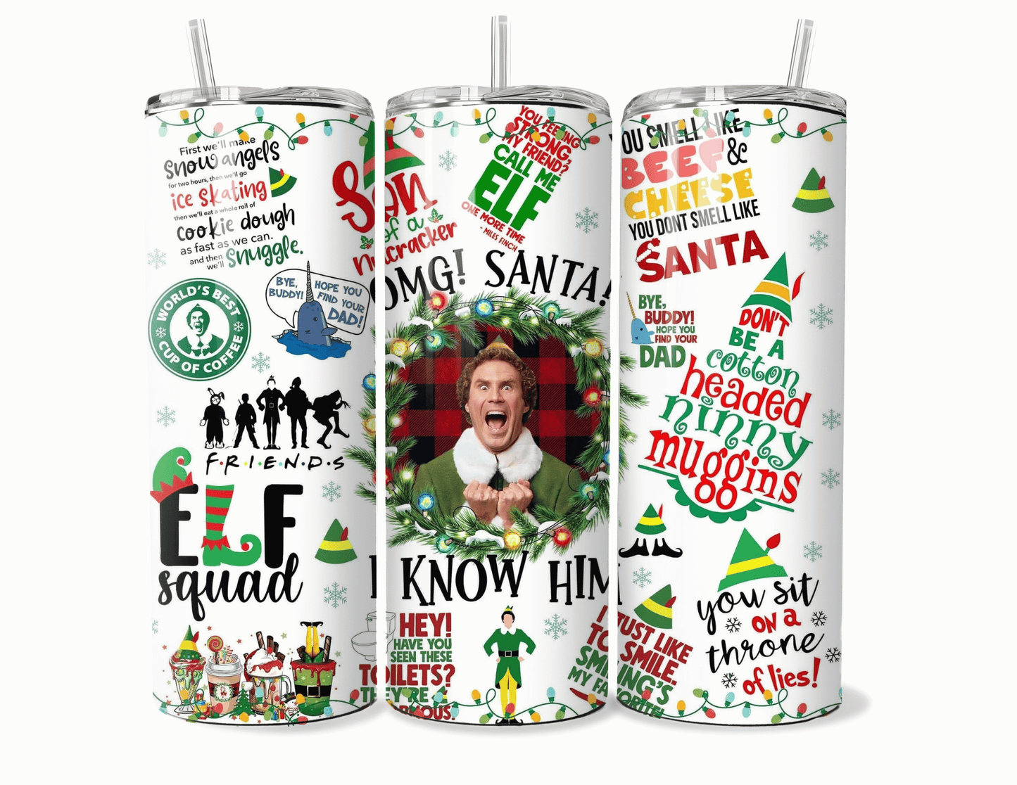 Fun "Santa!!!" Elf insulated Travel Mug