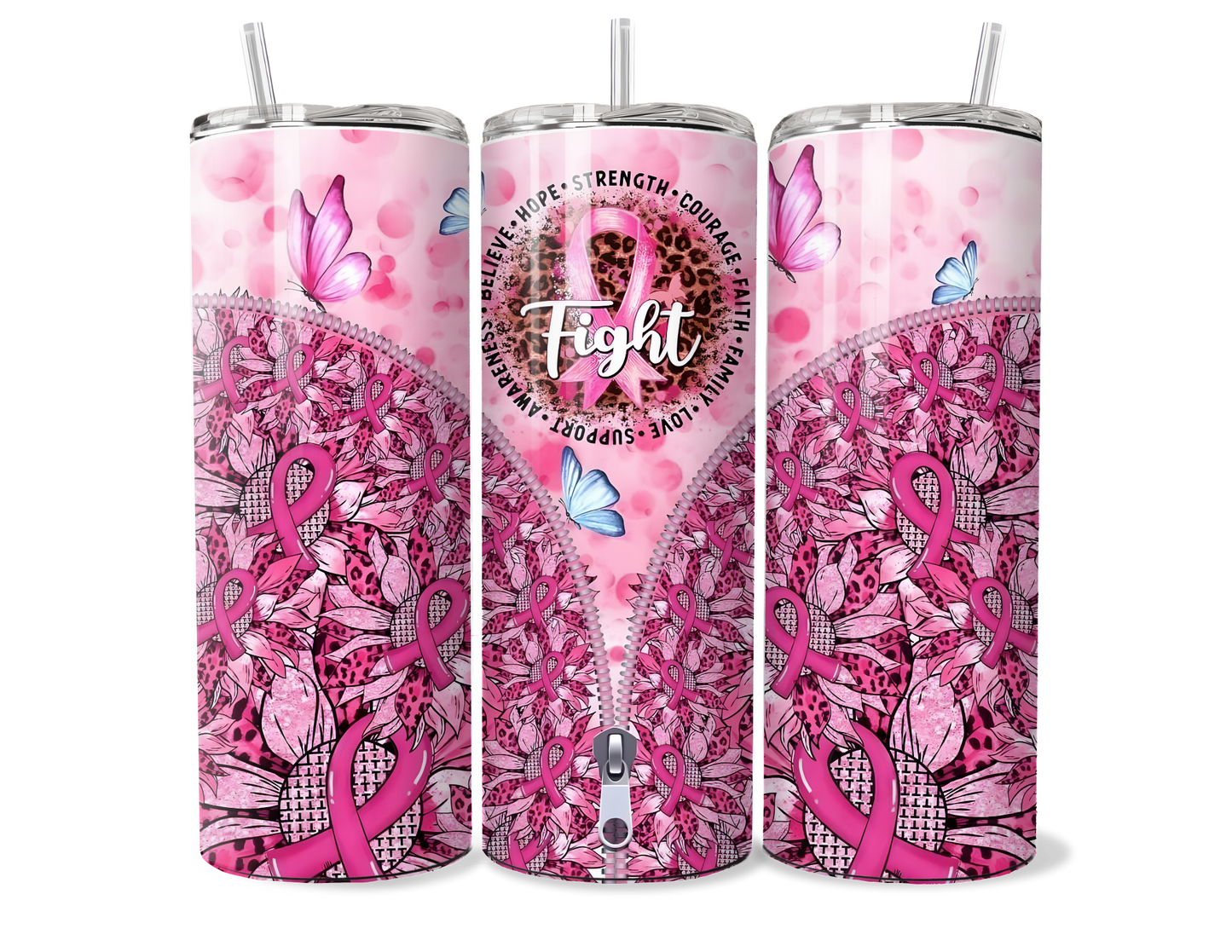 Pink Ribbon Breast Cancer 20oz/30oz Insulated Tumbler