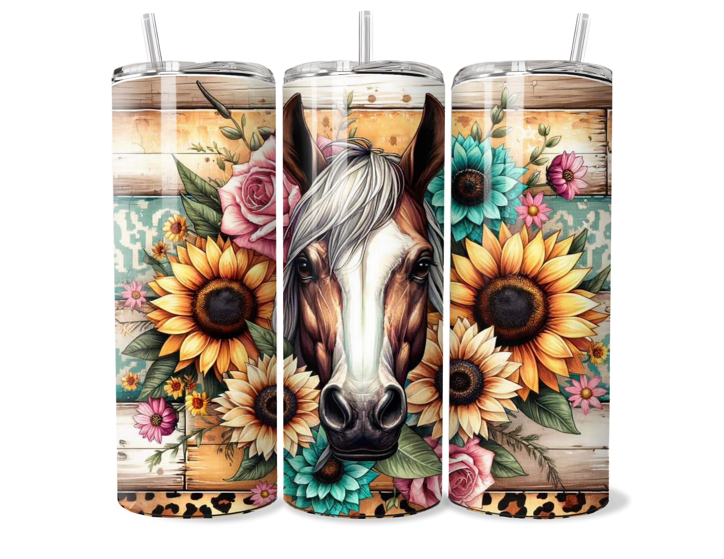 Colorful Sunflower Horse Insulated Tumbler