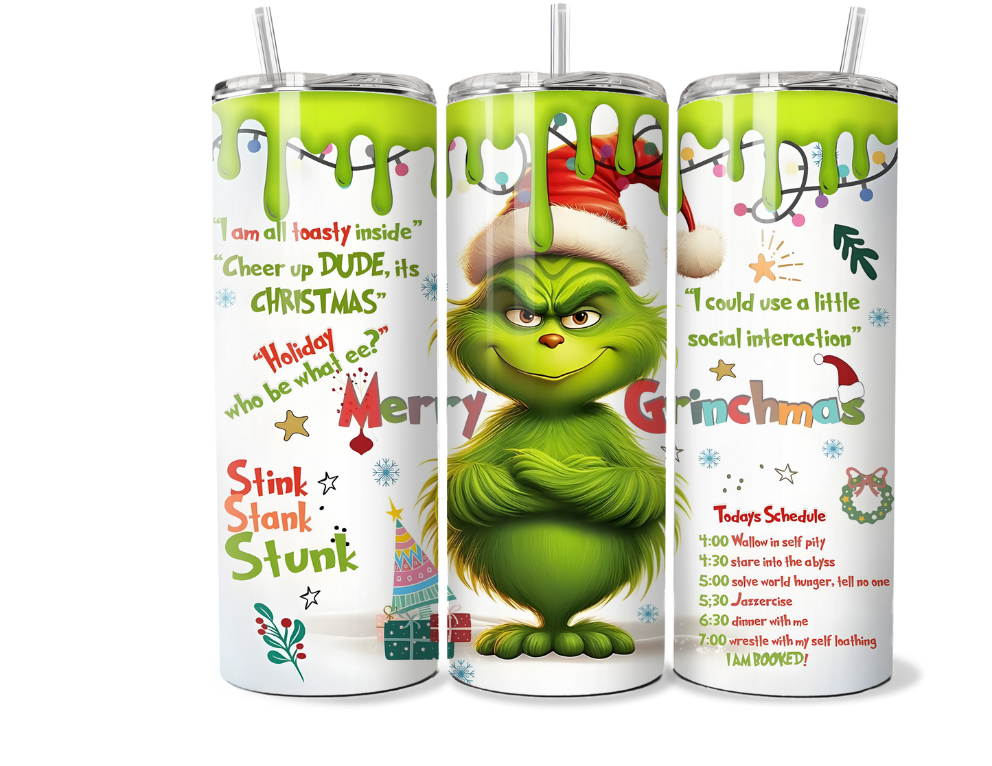 Grinch Christmas Tumbler - Double-Walled Insulated Drinkware - 20oz/30oz