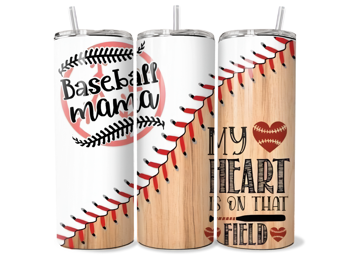 Baseball Mama Insulated Tumbler - My Heart Is On That Field - Stainless Steel