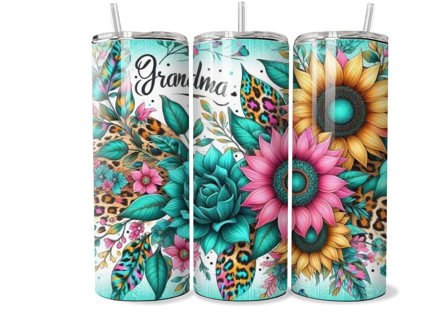 Floral Grandmother Insulated Tumbler - Personalized Gift for Grandma, Nana, Gigi
