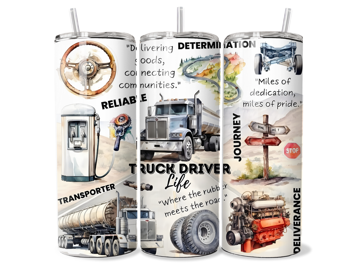 Trucker Life Insulated Travel Mug - Semi-Truck Driver Gift
