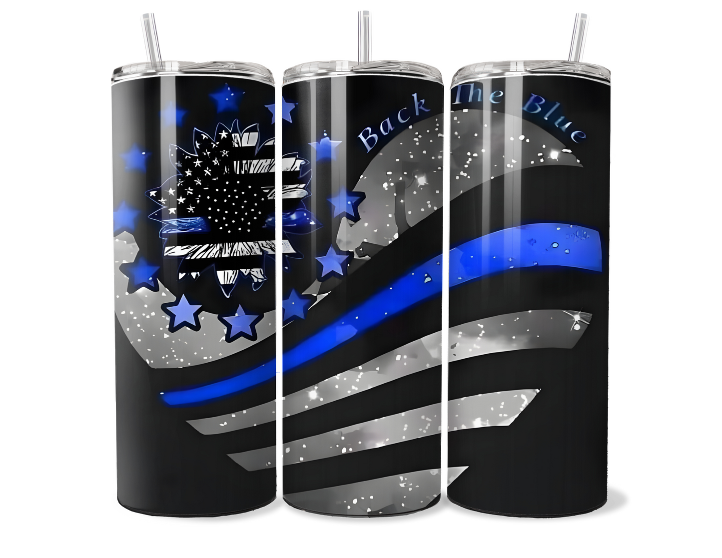 Back the Blue Sunflower Insulated Travel Tumbler