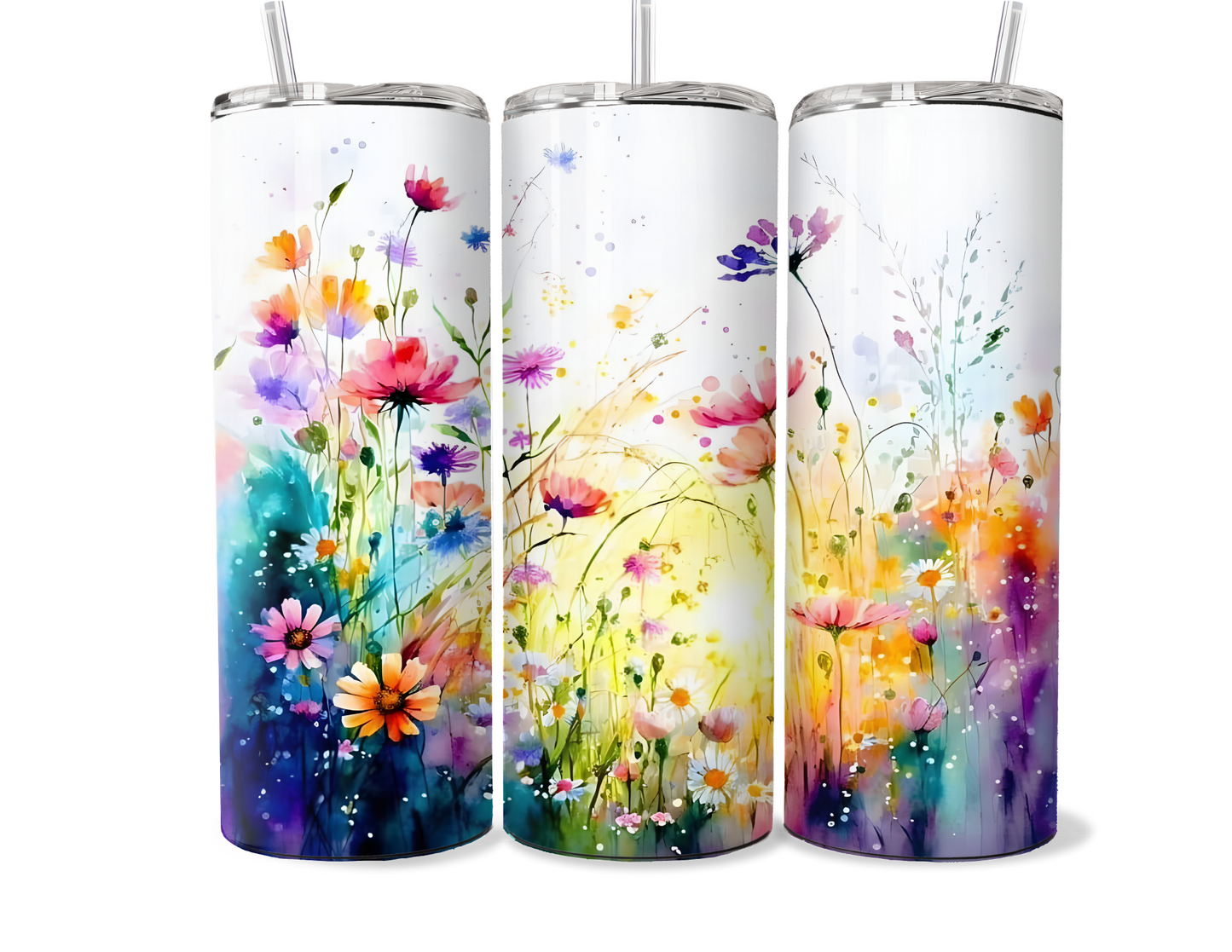 Watercolor Floral Insulated Tumbler - 20oz/30oz Stainless Steel Travel Mug
