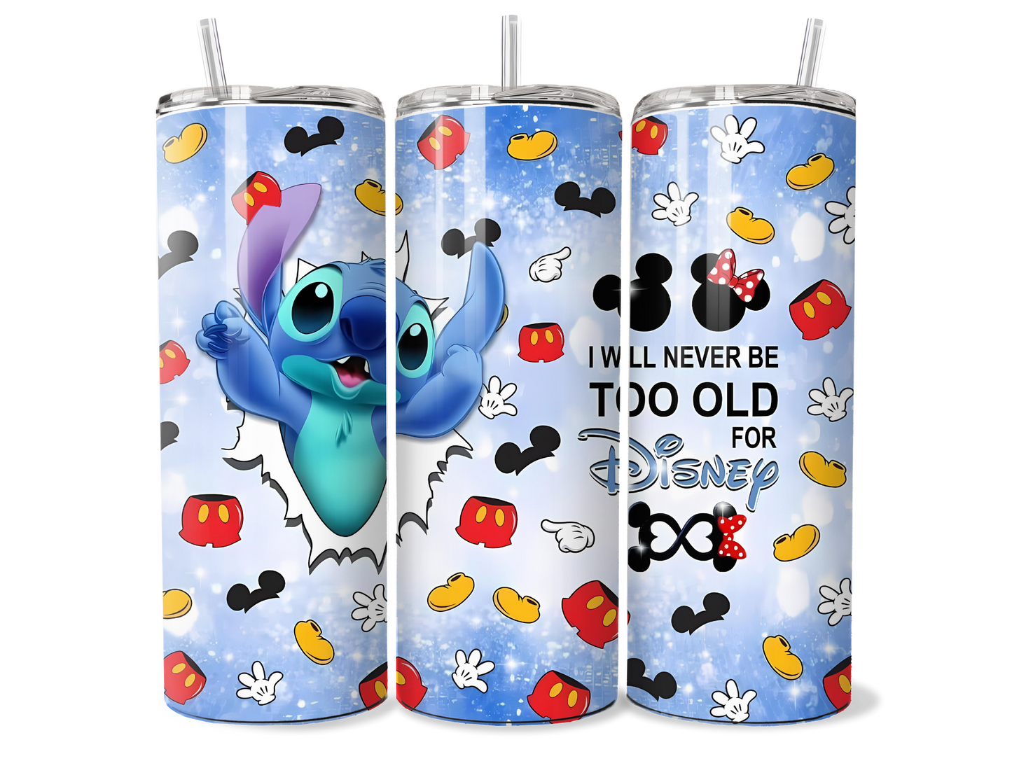 Stitch - I will never be too Old for Disney Insulated Tumbler