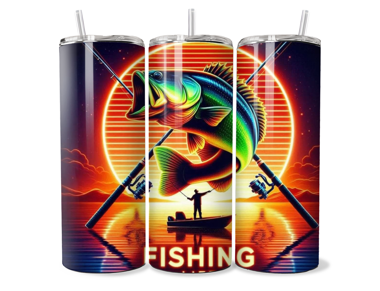 Neon Orange Sign Fishing Life Tumbler | Cup