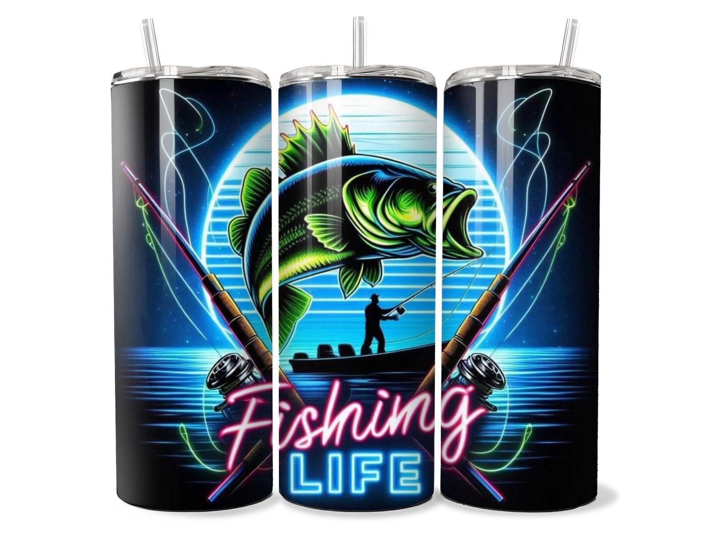 Neon Sign Fishing Life Tumbler | Cup