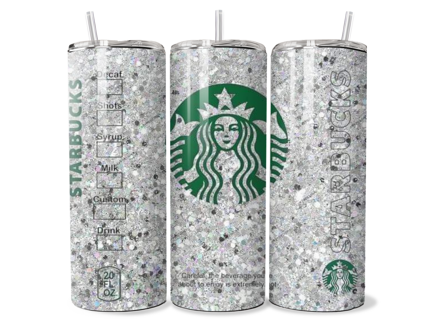 Simple Silver Sparkle Starbucks Insulated Tumbler