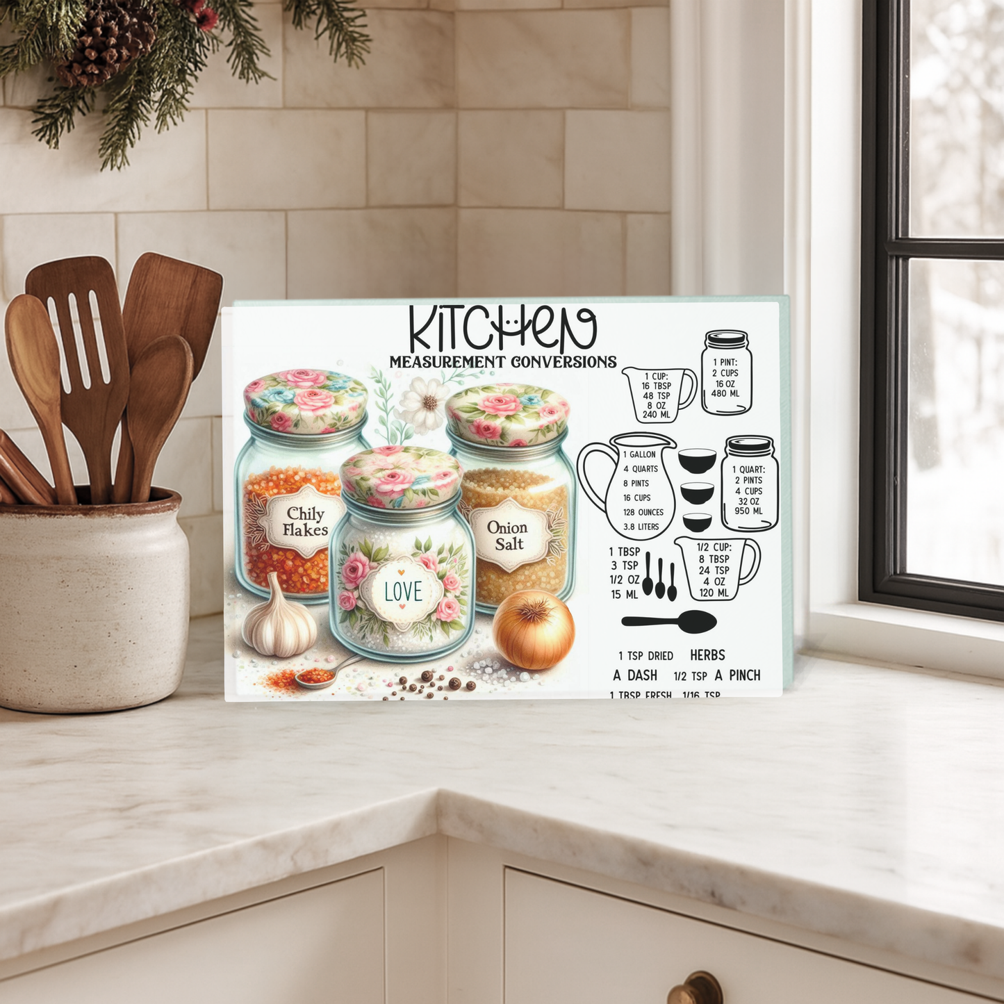 Tempered Glass Cutting Board - Kitchen Conversion Chart & Measurement Guide