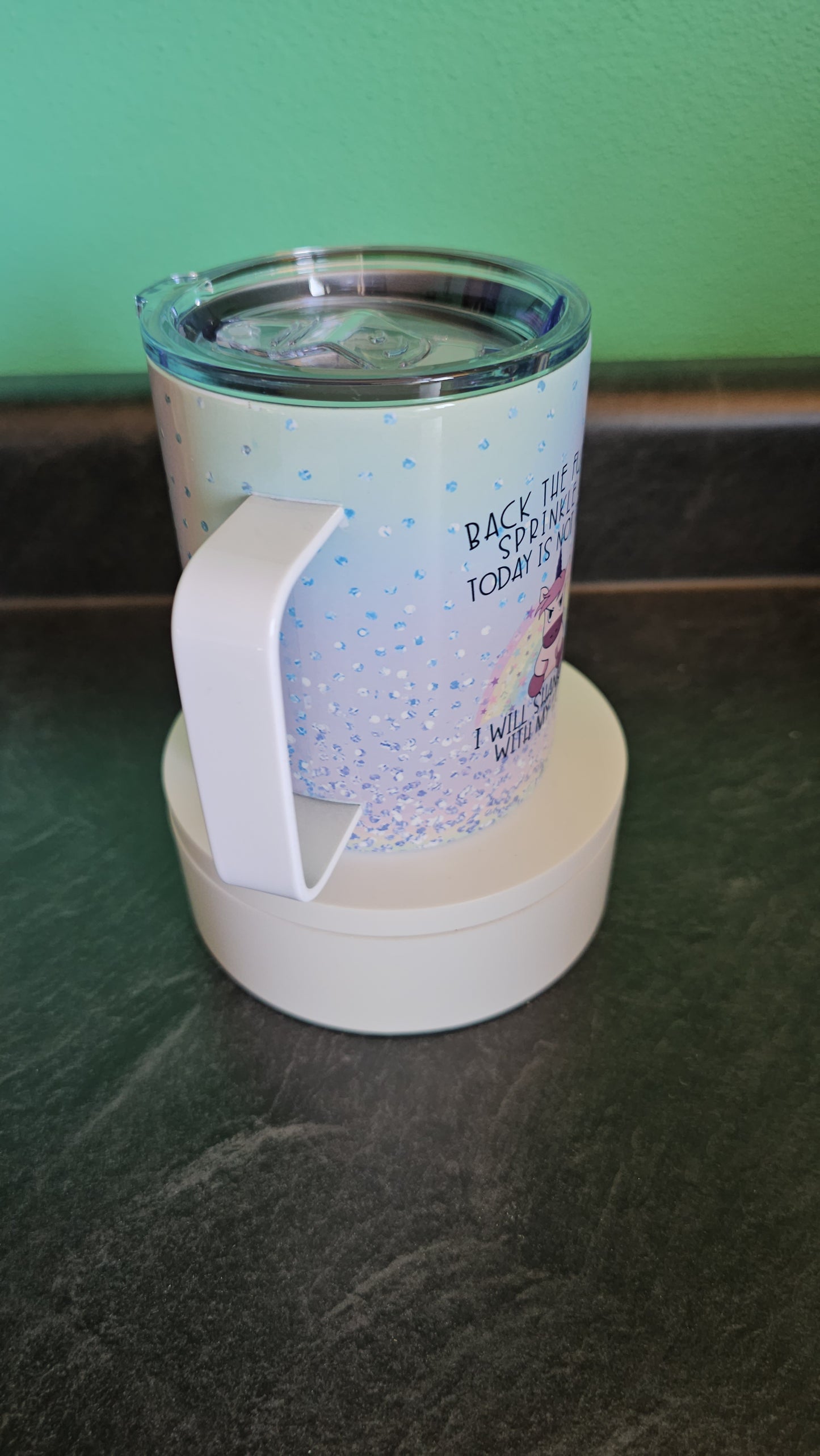 Beautiful custom Insulated Travel Tumbler.  "Back up Spinkle tits"