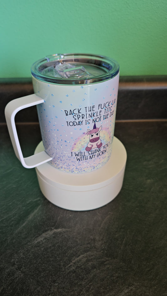 Beautiful custom Insulated Travel Tumbler.  "Back up Spinkle tits"