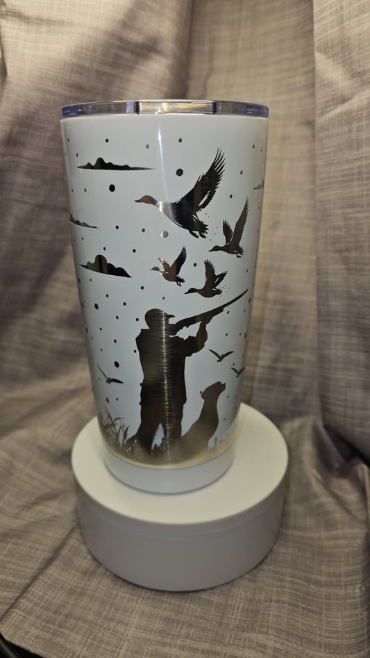 Laser Engraved Duck Hunter 20oz Insulated Travel Tumbler | Mug | Cup