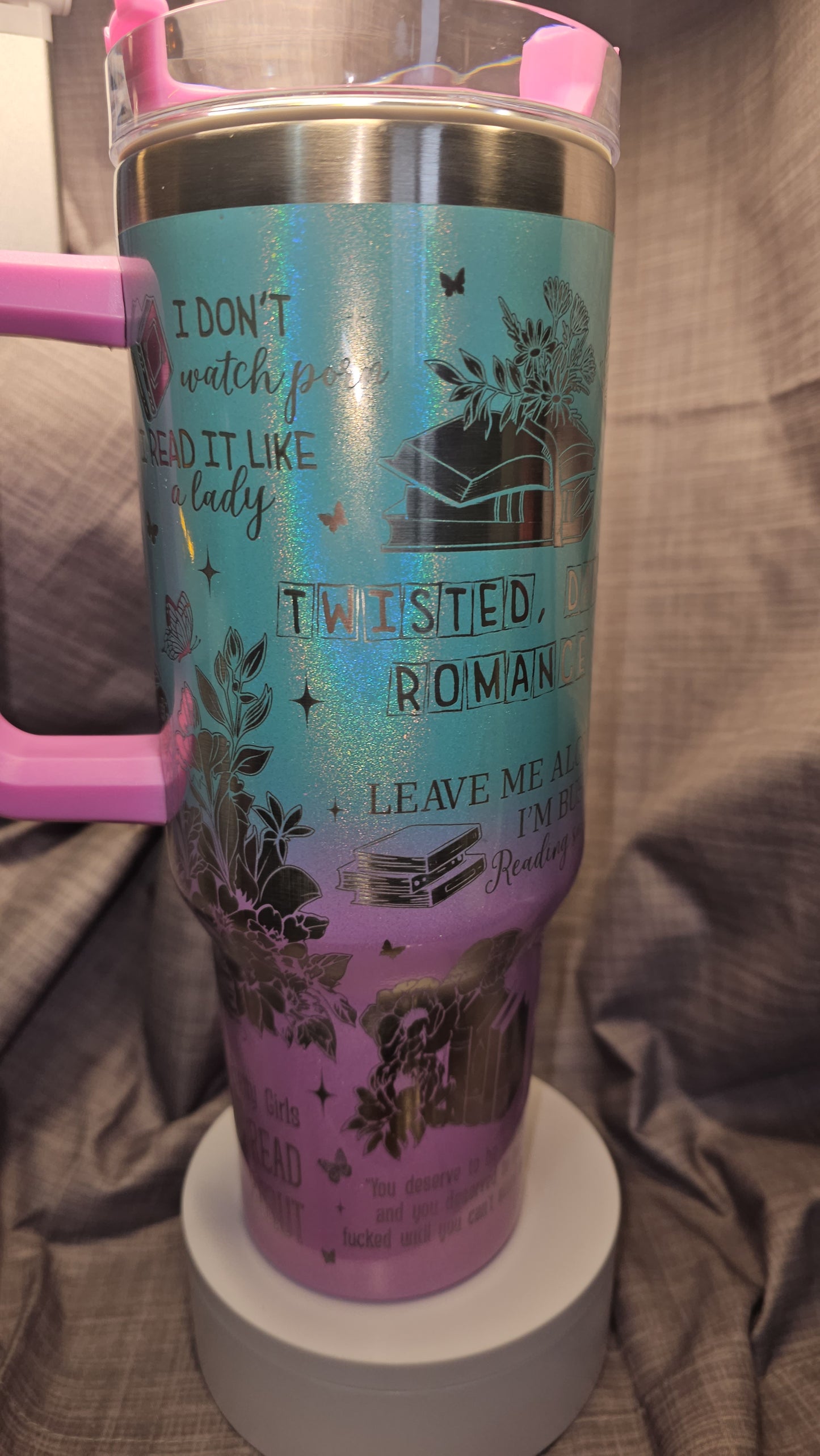 40oz Ombre Laser Engraved Dark Romance Insulated travel tumbler