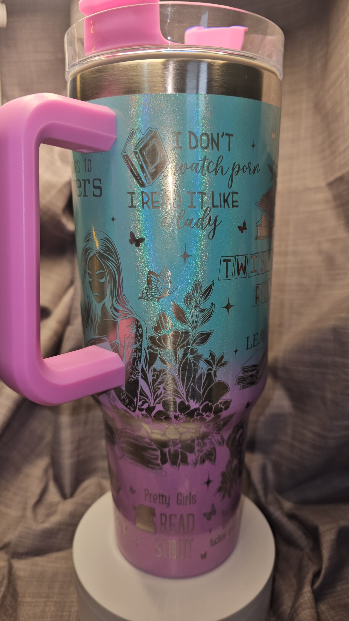 40oz Ombre Laser Engraved Dark Romance Insulated travel tumbler