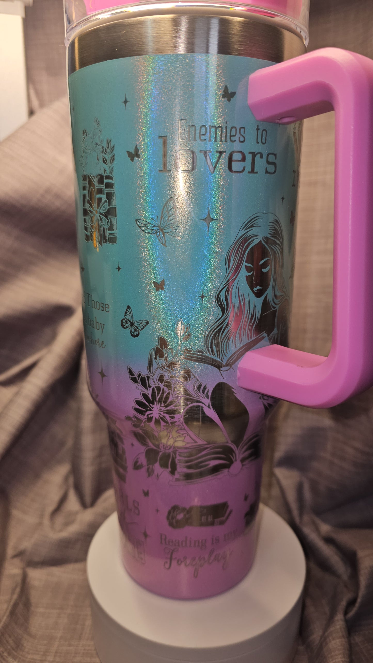 40oz Ombre Laser Engraved Dark Romance Insulated travel tumbler