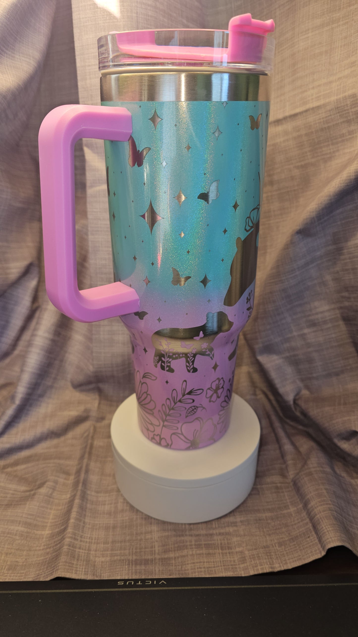 40oz Ombre Laser Engraved Mama Bear Insulated Travel Tumbler