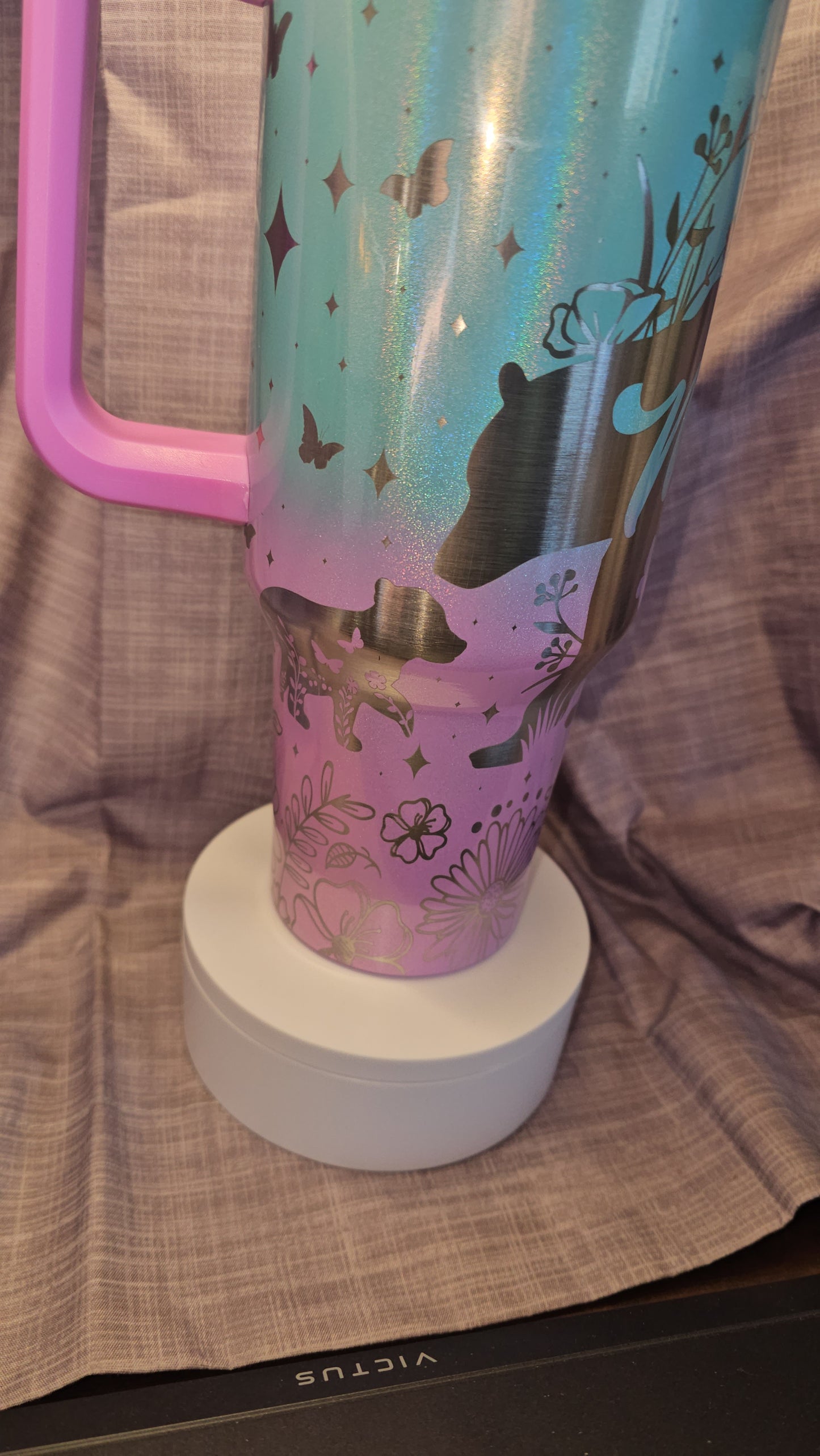 40oz Ombre Laser Engraved Mama Bear Insulated Travel Tumbler