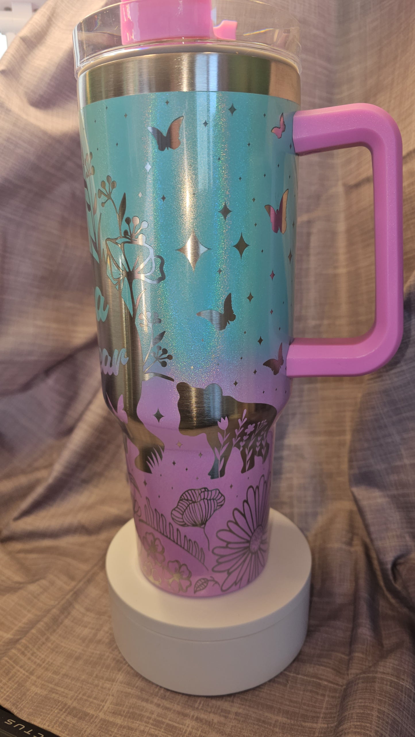 40oz Ombre Laser Engraved Mama Bear Insulated Travel Tumbler