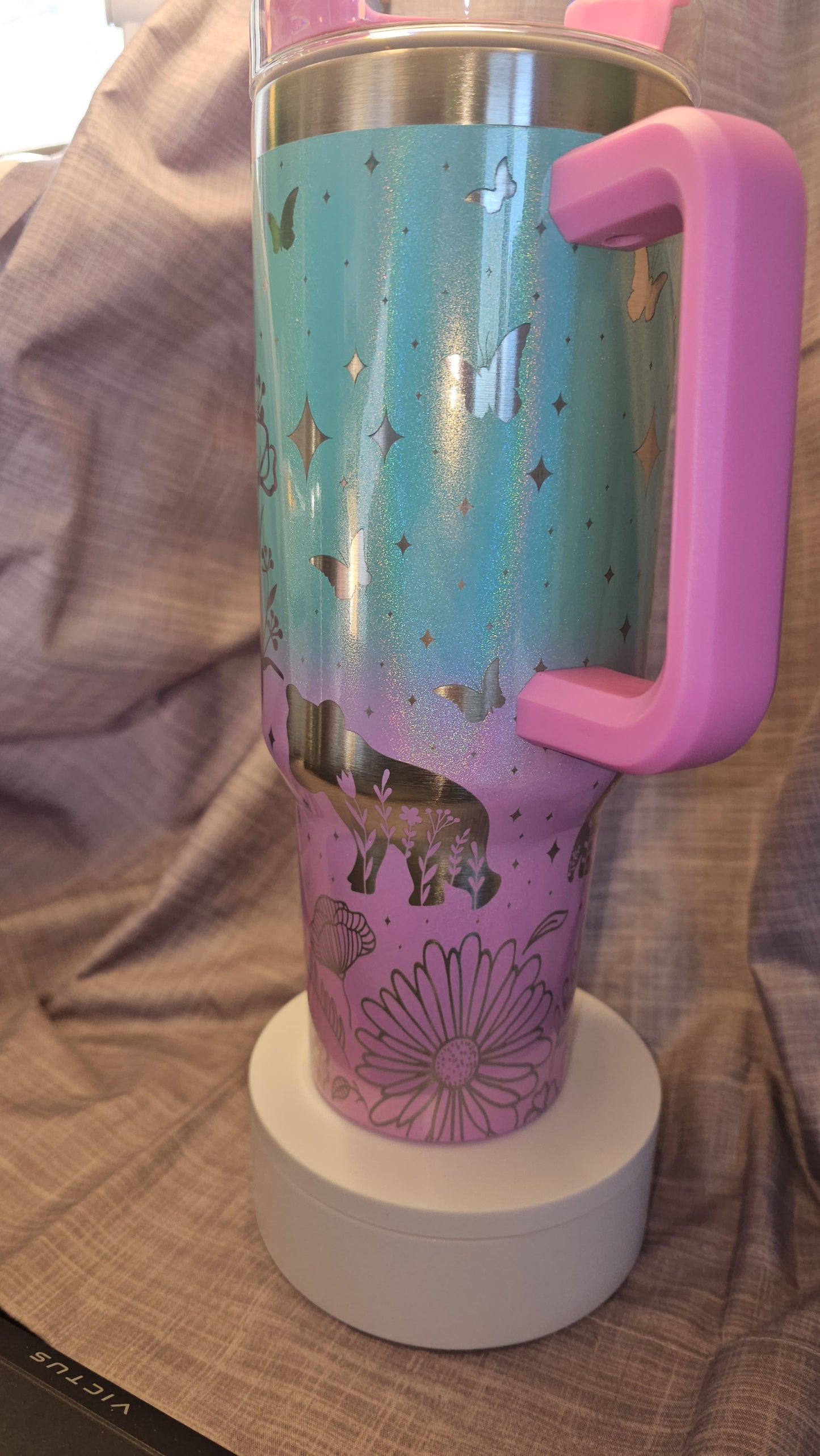 40oz Ombre Laser Engraved Mama Bear Insulated Travel Tumbler