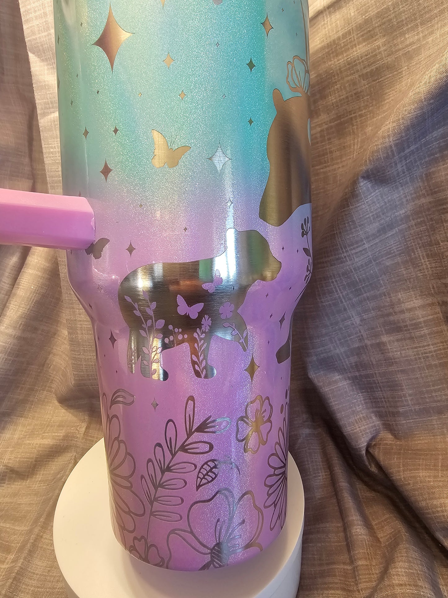 40oz Ombre Laser Engraved Mama Bear Insulated Travel Tumbler