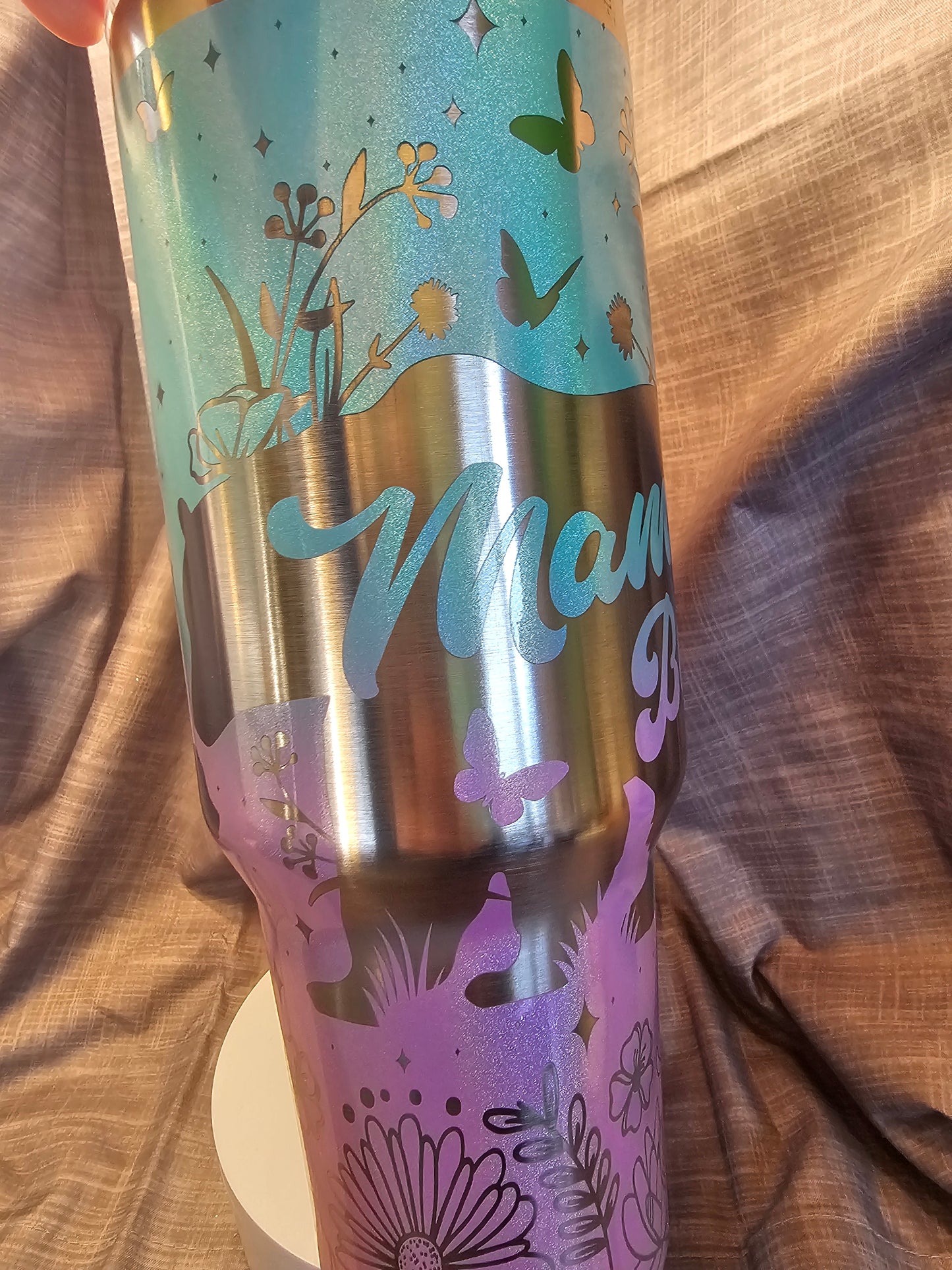 40oz Ombre Laser Engraved Mama Bear Insulated Travel Tumbler