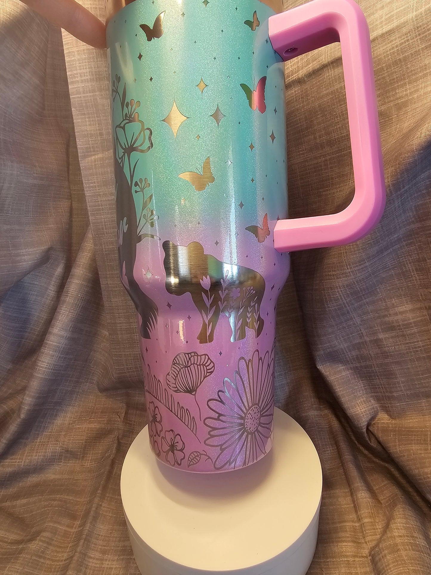 40oz Ombre Laser Engraved Mama Bear Insulated Travel Tumbler