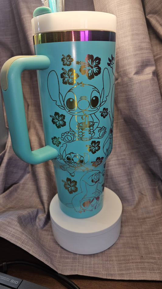 40oz Laser Engraved Stitch Tumbler