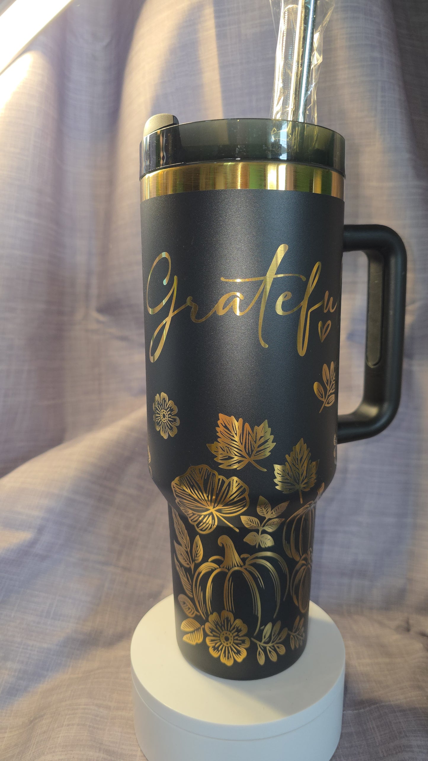 40oz Laser Engraved Grateful Insulated Travel Tumbler