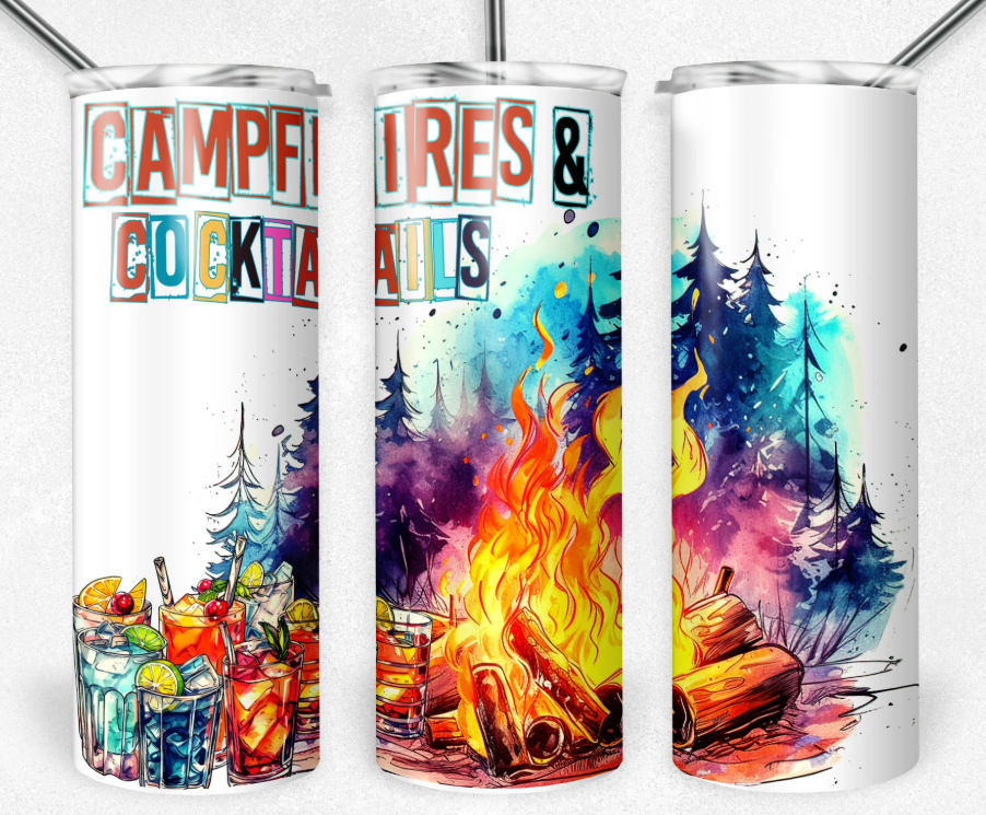 Campfires and Cocktails Insulated Travel Tumbler | Cup | Mug