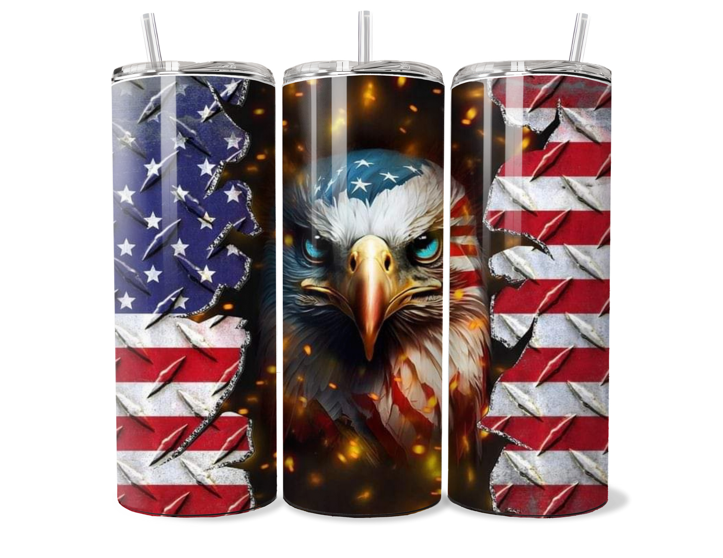 Patriotic Eagle and American Flag Double-Wall Insulated Tumbler