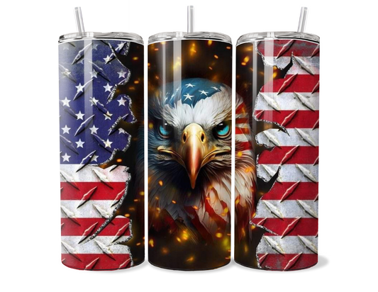 Patriotic Eagle and American Flag Double-Wall Insulated Tumbler