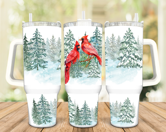 Winter Cardinals 40oz Insulated Travel Tumbler