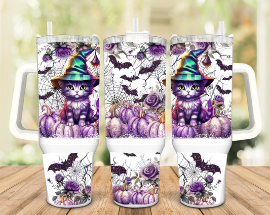 Spooky Cat Witches Halloween Fun 40oz Insulated Travel Tumbler