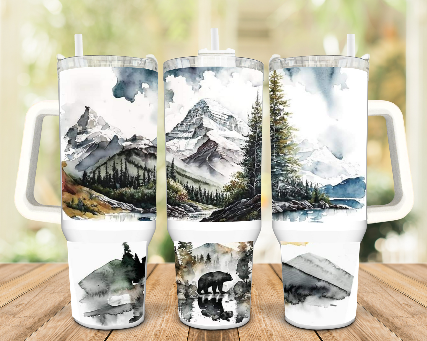 Mountains and Bears in the Wilderness 40oz Insulated Travel Tumbler