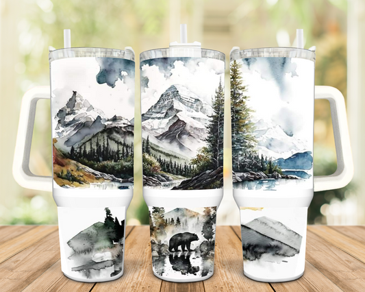 Mountains and Bears in the Wilderness 40oz Insulated Travel Tumbler