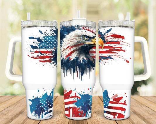 American Eagle with Flag 40oz Insulated Travel Tumbler