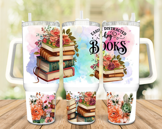 Easily Distracted by Books 40oz Insulated Travel Tumbler