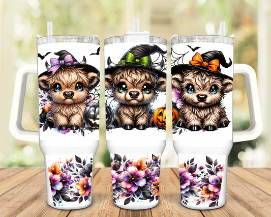 Halloween Highland Cows 40oz Insulated Travel Tumbler
