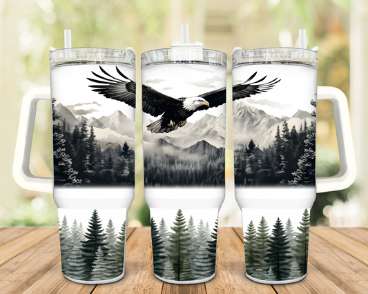 American Eagle with Mountains 40oz Insulated Travel Tumbler
