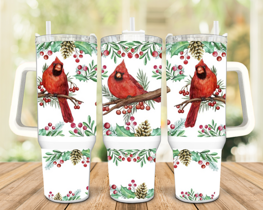 Winter Cardinals 40oz Insulated Travel Tumbler
