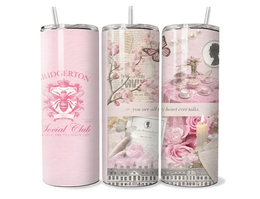 Spill the Tea" Pink Floral Insulated Tumbler